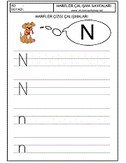 okul öncesi harfler çizgi çalışmaları n harfi